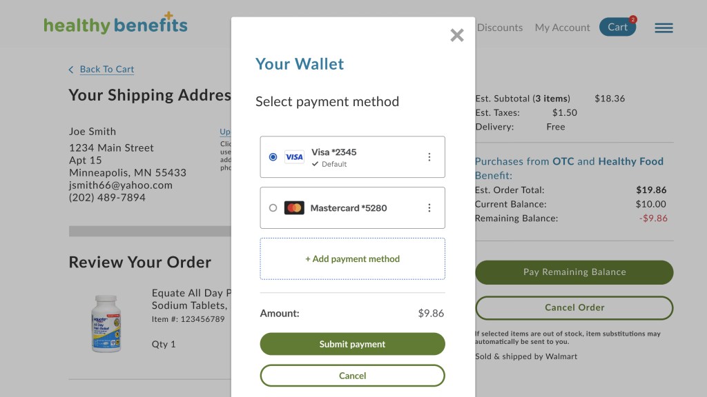 Solutran's payment widget integration.