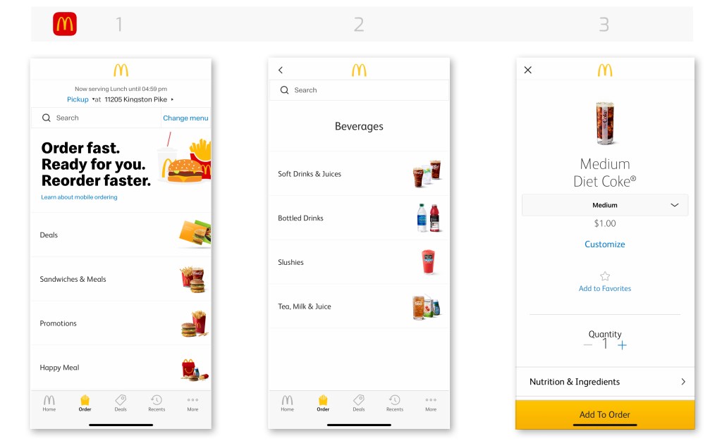 Competitive Analysis:Menu Hierarchy - McDonald's Food Menu